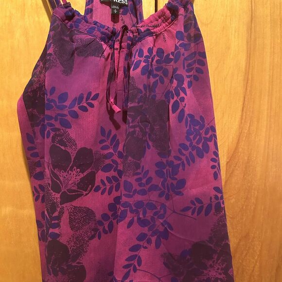 Express Retro Tank-Purple Floral-Flowy-Strappy Sz M-Fairy-Whimsigoth - Picture 4 of 11